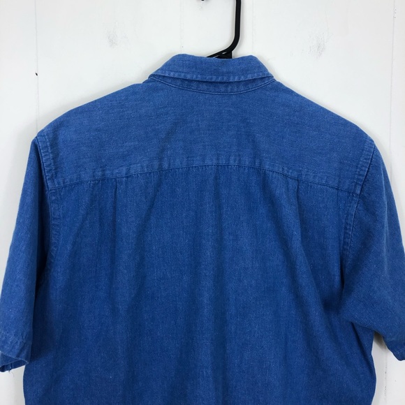 Van-Heusen Short Sleeved Denim Button Down Sz M - Picture 8 of 10